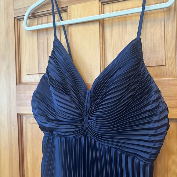 Vivian Satin Pleated Dress - Navy Blue - Size 10 - Try On Length - Picture 5 of 10